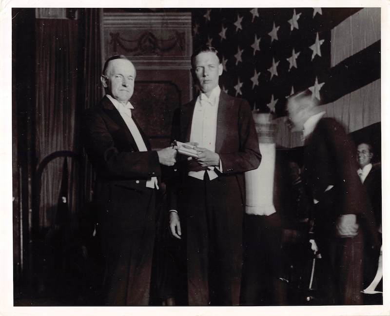 Charles Lindbergh and President Calvin Coolidge Award Vintage Press Photo