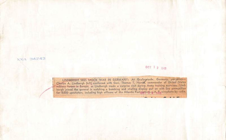 Charles Lindbergh with General Handy Vintage German News Press Photo