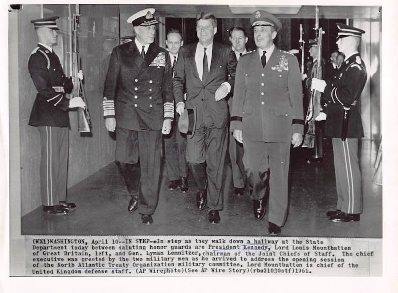 President John F Kennedy JFK and General Lemnitzer Vintage Political Press Photo