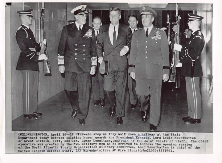 President John F Kennedy JFK and General Lemnitzer Vintage Political Press Photo