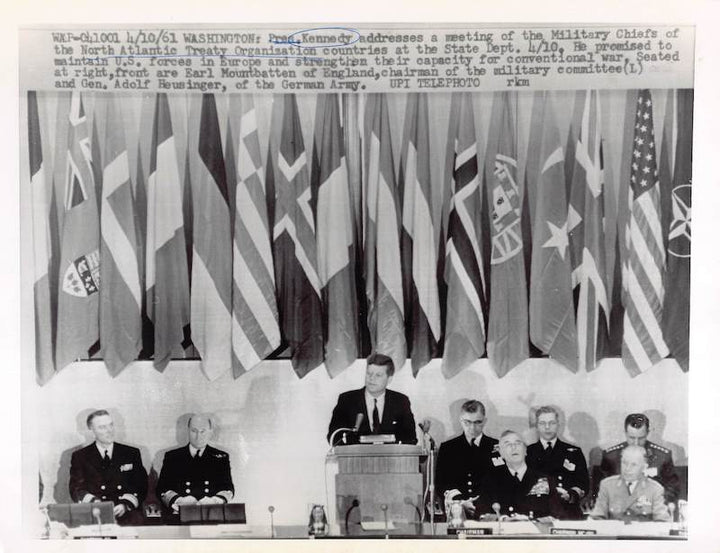 President John F Kennedy JFK NATO Treaty Address Vintage Political Press Photo 1961