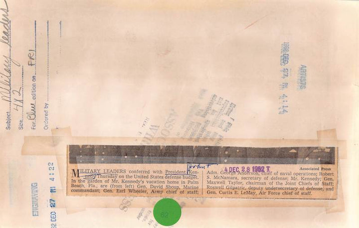 President John F Kennedy JFK Palm Beach Meeting Vintage Political Press Photo 1962