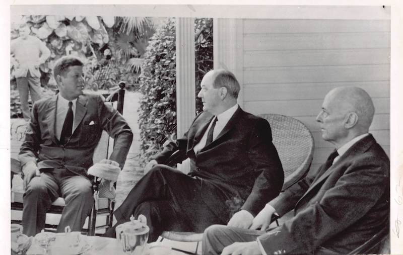 President John F Kennedy JFK and Dean Rusk Vintage Political Press Photo 1963