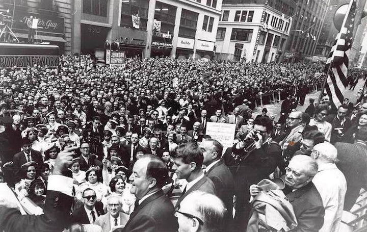 Bobby Kennedy and Hubert Humphrey Vintage New York Campaign Photo