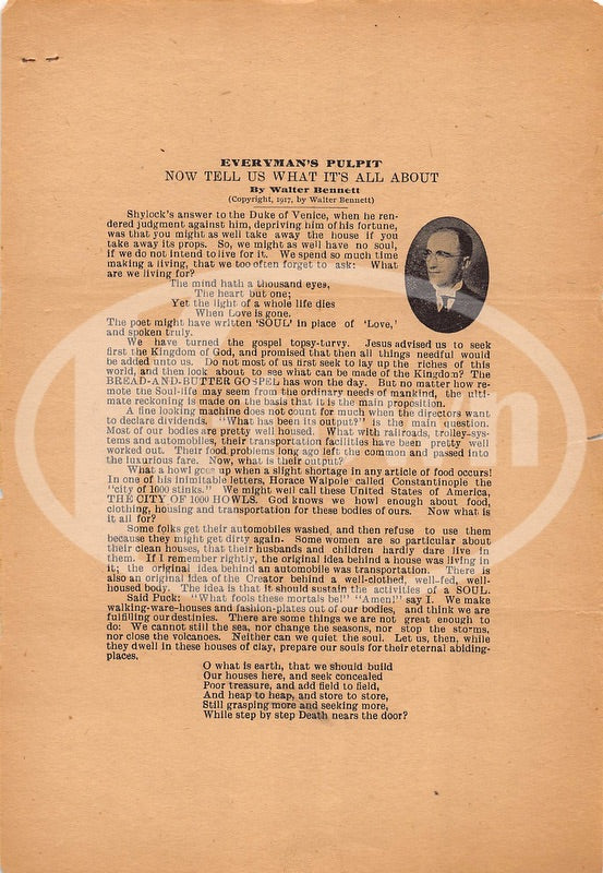 WWI Everyman’s Sermon Saving God’s Boys Antique Christian Religious Tract 1917