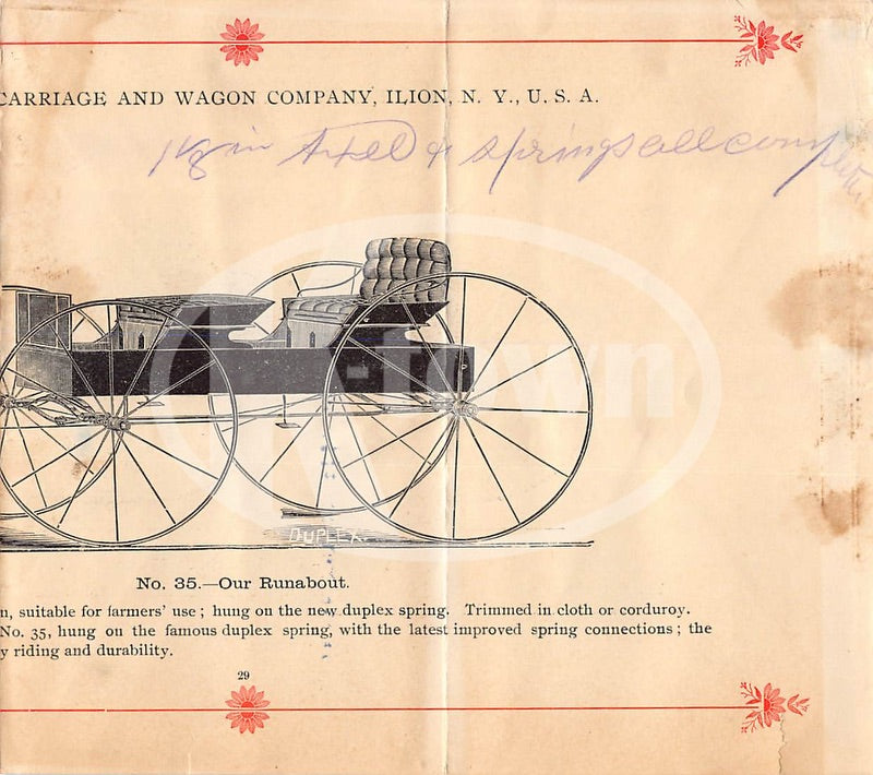 Oneida Carriage Works New York Antique Graphic Advertising Letter Price List 1896