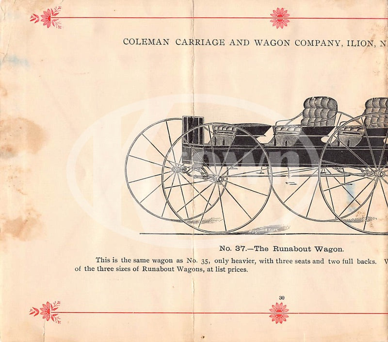 Oneida Carriage Works New York Antique Graphic Advertising Letter Price List 1896