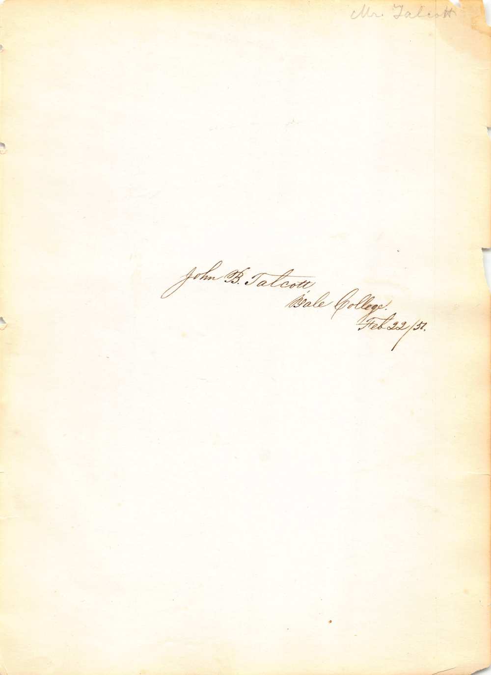 John B. Talcott New Britain Museum of American Art Autograph Signature 1851