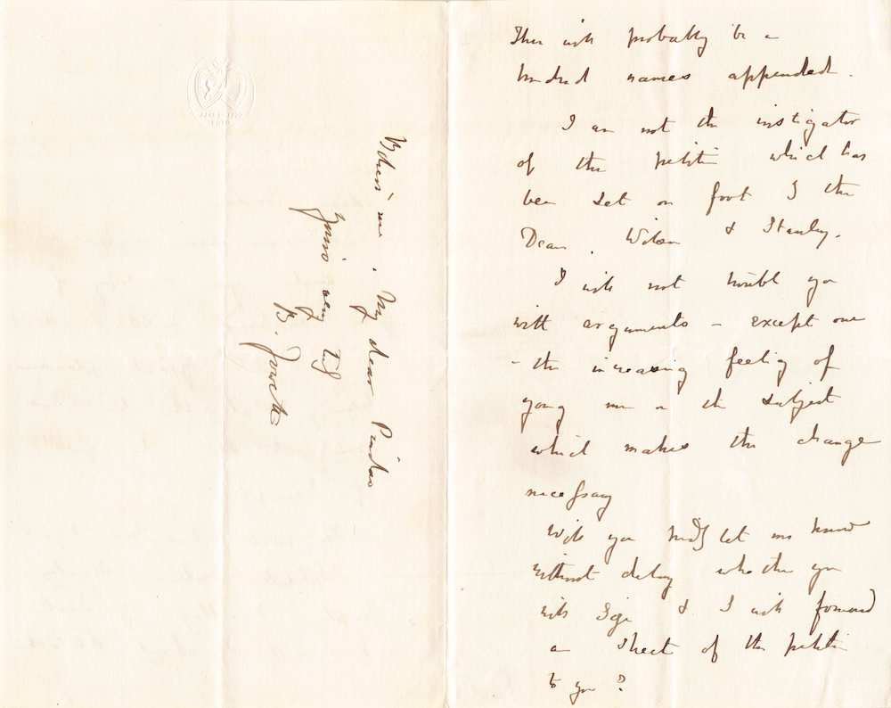 Benjamin Jowett Oxford University Theologian Autograph Signed Letter