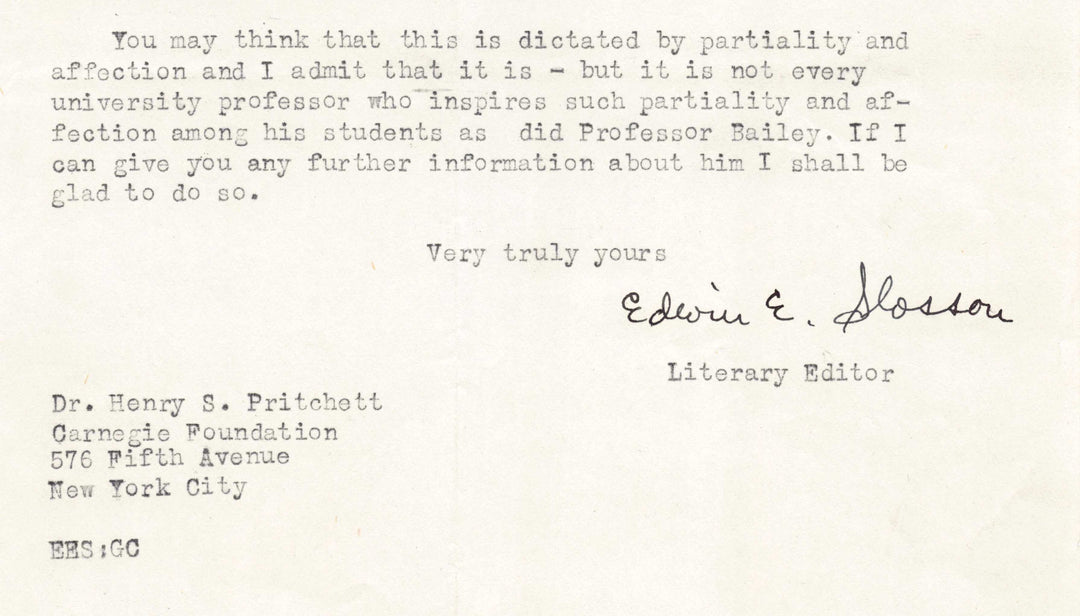 Edwin Emery Slosson Science Service Chemist Antique Autograph Signed Letter 1915