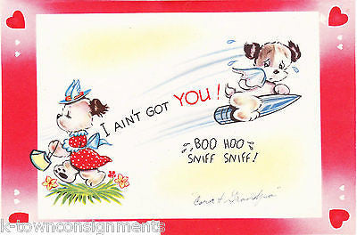 Teddy Bear Cannon & Hearts I Ain't Got You Vintage Valentine's Day Card - K-townConsignments