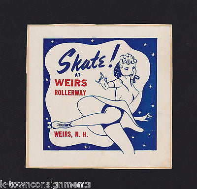 WEIRS NEW HAMPSHIRE ROLLER SKATING RINK VINTAGE RETRO GRAPHIC ADVERTISING LABEL - K-townConsignments