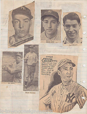 JOE DiMAGGIO PHIL RIZZUTO & MORE VINTAGE NY YANKEES BASEBALL SCRAPBOOK PAGE - K-townConsignments