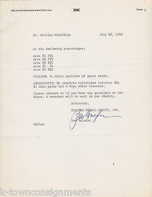 ART CARNEY JIMMY DEAN SHOW WILLIAM MORRIS AGENCY SIGNED TV APPEARANCE CONTRACT - K-townConsignments