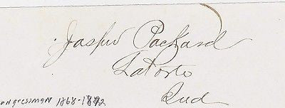 JASPER PACKARD CIVIL WAR 128th COLONEL & INDIANA CONGRESSMAN AUTOGRAPH SIGNATURE - K-townConsignments