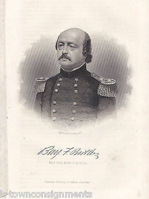 CIVIL WAR GENERAL BENJAMIN F. BUTLER FACSIMILE AUTOGRAPH ANTIQUE ENGRAVING PRINT - K-townConsignments