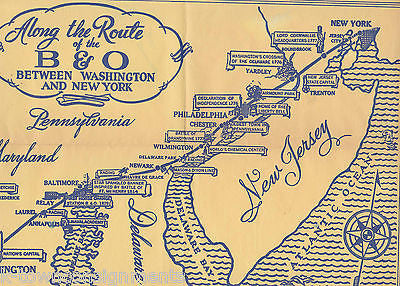 ALONG THE ROUTE OF THE B&O NEW YORK TO WASHINGTON VINTAGE RESTAURANT PLACE MAT - K-townConsignments