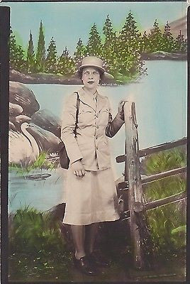 WWII MILITARY WOMAN IN UNIFORM VINTAGE WAC MILITARY HOMEFRONT COLORED PHOTOGRAPH - K-townConsignments