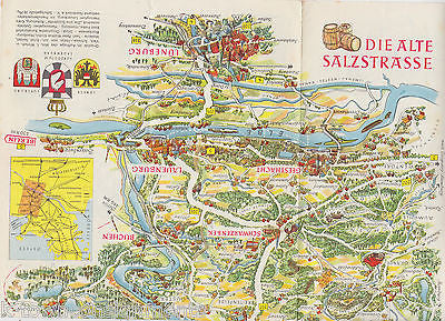 DIE ALTE SALZSTRASSE GERMANY VINTAGE SOUVENIR GRAPHIC TRAVEL AD BROCHURE - K-townConsignments