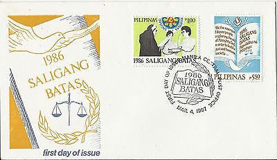 SALIGANG BATAS 1986 VINTAGE PHILIPPINES GRAPHIC STAMPED POSTAL MAIL COVER - K-townConsignments