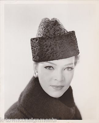 LILLY DACHE FASHION MODEL NANCY WESTBROOK VINTAGE FUR HAT EYE GAZE PROMO PHOTO - K-townConsignments
