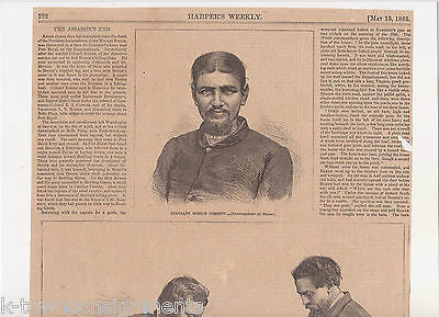 JOHN WILKES BOOTH ASSASSIN BOSTON CORBETT ANTIQUE CIVIL WAR ENGRAVING PRINT 1865 - K-townConsignments