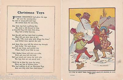 Christmas Toys Girls Snowman Play Vintage Fairy Tale Nursery Rhyme Poem Print - K-townConsignments