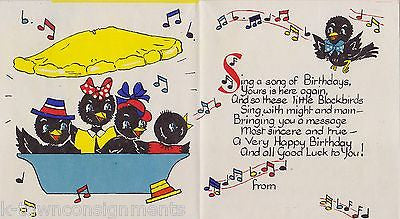 AUNT JEMIMA MAMMY & BOY VINTAGE MUSIC BLACK AMERICANA GRAPHIC ART BIRTHDAY CARD - K-townConsignments