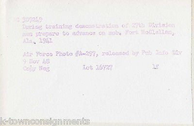 27th DIVISION FT McCLELLAN ADVANCING FORMATION VINTAGE WWII MILITARY FILE PHOTO - K-townConsignments