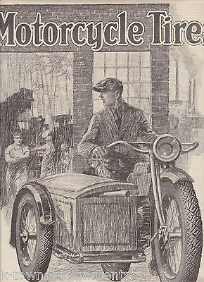 MOTORCYCLE TIRES VINTAGE SATURDAY EVENING POST ADVERTISING POSTER PRINT - K-townConsignments