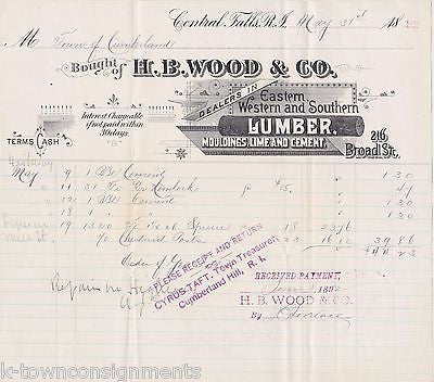 H.B. WOOD LUMBER LIME & CEMENT CENTRAL FALLS RI ANTIQUE ENGRAVING STATIONERY - K-townConsignments