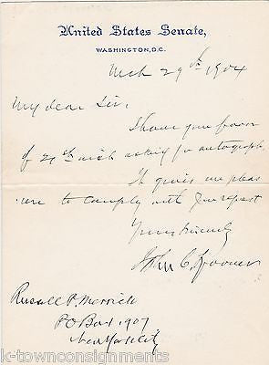JOHN SPOONER ACT PANAMA CANAL CIVIL WAR OFFICER ANTIQUE AUTOGRAPH SIGNED LETTER - K-townConsignments