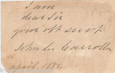 JOHN LEE CARROLL GREAT RAILROAD STRIKE MARYLAND GOVERNOR AUTOGRAPH SIGNATURE - K-townConsignments