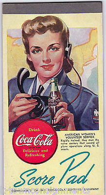 WWII WOMEN IN MILITARY VINTAGE COCA-COLA GRAPHIC ADVERTISING COKE SCORE PAD - K-townConsignments