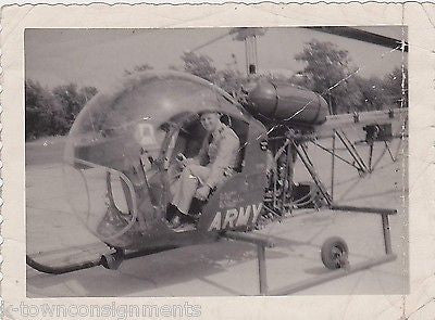 WWII ARMY BUBBLE HELICOPTER PILOT VINTAGE RUNWAY MILITARY SNAPSHOT PHOTO - K-townConsignments