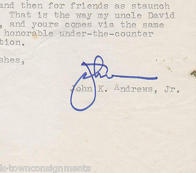JOHN ANDREWS AUTOGRAPH SIGNED PRESIDENTIAL TIE CLASP WHITE HOUSE STATIONERY - K-townConsignments