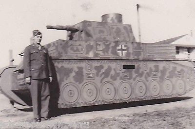 WWII GERMAN DUMMY TANK PANZERATTRAPPE RARE VINTAGE MILITARY SNAPSHOT PHOTO - K-townConsignments