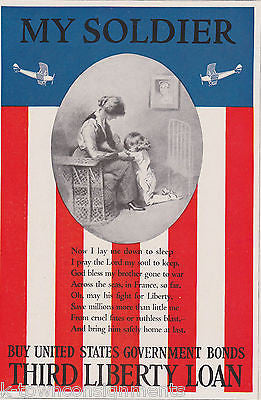 SOLDIER'S PRAYER FLAG THEME WAR BOND VINTAGE WWI GRAPHIC ART POSTER PRINT - K-townConsignments