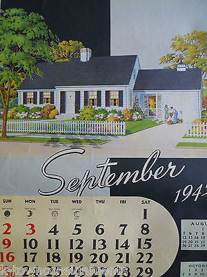 WWII ERA REAL ESTATE ARCHITECTURE VINTAGE GRAPHIC ADVERTISING CALENDAR POSTER - K-townConsignments