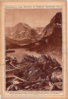 GLACIER NATIONAL PARK MONTANA LANDSCAPE ANTIQUE 1920s NEWS PHOTO POSTER PRINT - K-townConsignments