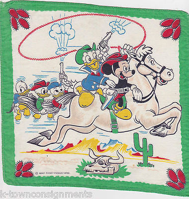 DISNEY MICKEY MOUSE & DONALD DUCK & BOYS VINTAGE MINI WESTERN CARTOON SCARF - K-townConsignments