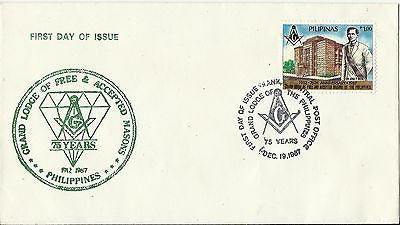 GRAND LODGE OF MASONS VINTAGE PHILIPPINES GRAPHIC  STAMPED POSTAL MAIL COVER - K-townConsignments