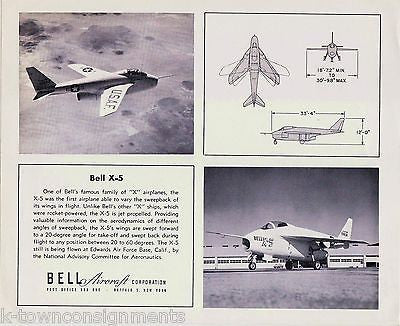 Bell X-5 Super Jet Plane Vintage US MIlitary Aviation Specs Advertising Photo - K-townConsignments