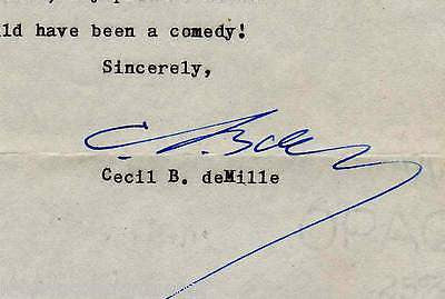 CECIL B. deMILLE MANSLAUGHTER MOVIE DIRECTOR HUMOROUS AUTOGRAPH SIGNED NOTE 1955 - K-townConsignments