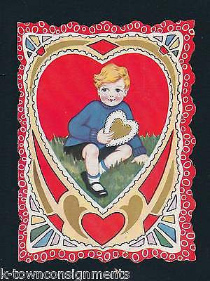 LITTLE BLONDE BOY & GIRL VINTAGE VALENTINE'S DAY GRAPHIC ART GREETINGS CARDS - K-townConsignments