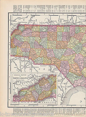 North Carolina State Antique 1898 Graphic Illustration Map Atlas Print - K-townConsignments