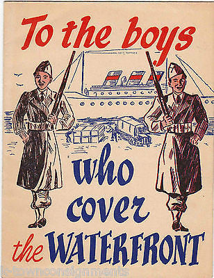 WATERFRONT SOLDIERS VINTAGE MILITARY HOMEFRONT HUMOR GRAPHIC ART GREETINGS CARD - K-townConsignments