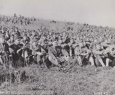 SPECTATORS SITTING 27th DIVISION FORT McCLELLAN VINTAGE WWII MILITARY FILE PHOTO - K-townConsignments