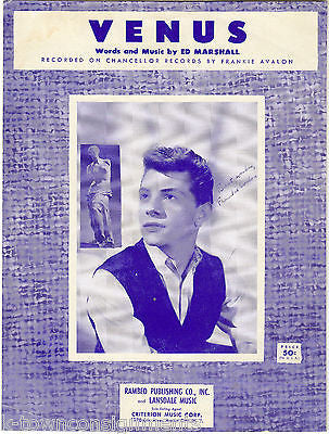 VENUS FRANKIE AVALON 1950s SHEET MUSIC - ED MARSHALL - K-townConsignments