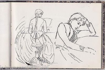 ANTIQUE PORTRAITS & COMIC CARTOONS ORIGINAL ANTIQUE INK DRAWINGS SKETCH BOOK LOT - K-townConsignments